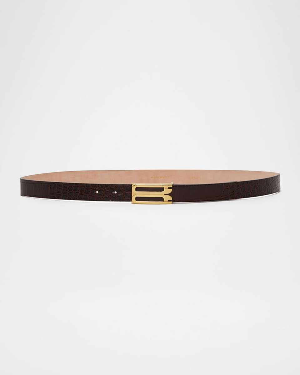 Gold-Plated B-Logo Leather Belt